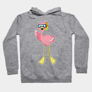 Flamingo at Diving with Snorkel Hoodie